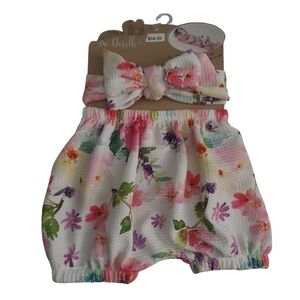 So Dorable Baby Fancy 2-Piece  Floral Diaper Cover & Headband Set 0-6 Months NWT